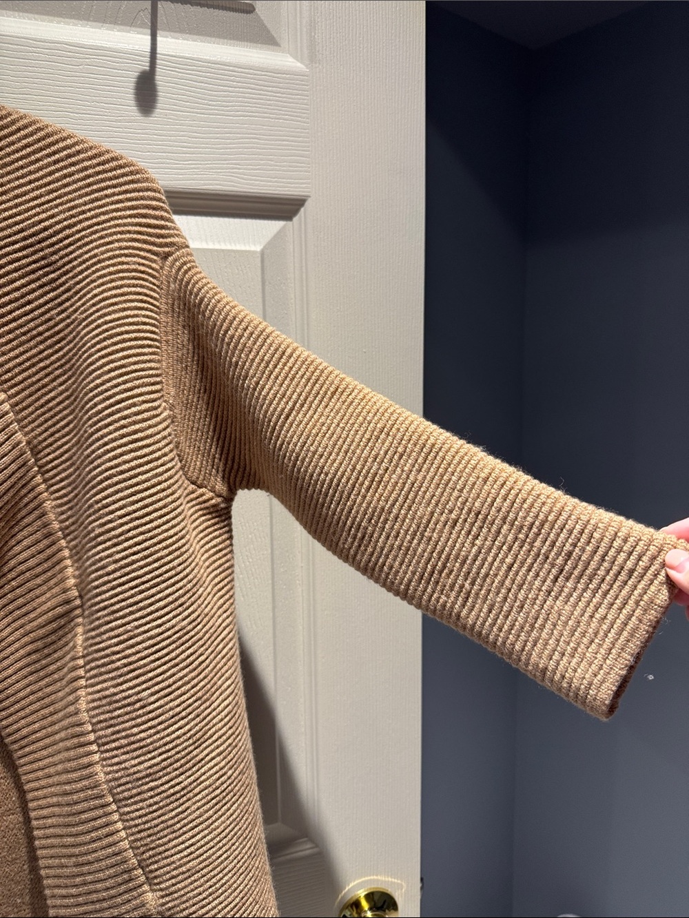 Babaton Ribbed Shawl Collar Cardigan - Tan - Picture 2 of 5
